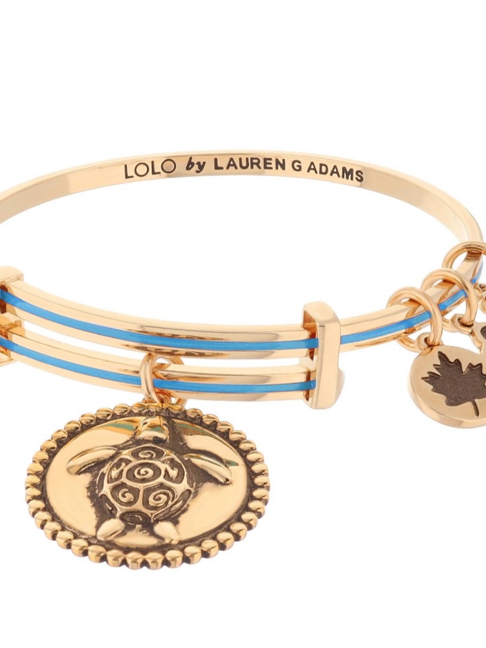 LOLO by Lauren G Adams Gold Bangle with Blue Enamel & Turtle Charm